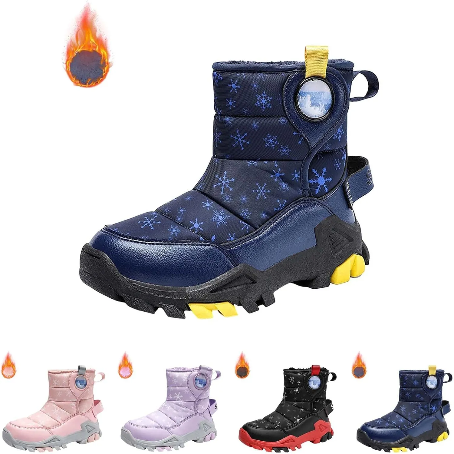 Girls Boys Snow Boots Outdoor Warm Comfortable Non Slip Mid Calf Padded Small Big Kids Winter Shoes Big Kid