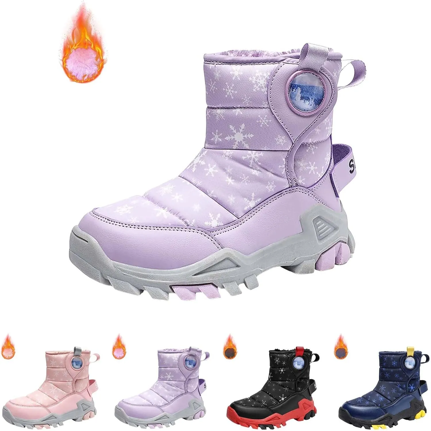 Girls Boys Snow Boots Outdoor Warm Comfortable Non Slip Mid Calf Padded Small Big Kids Winter Shoes Big Kid