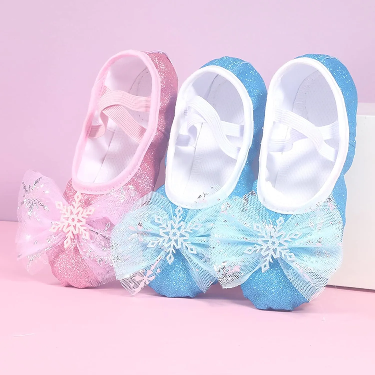Girls Glitter Ballet Shoes Ballet Slipper with Bow Toddler Mary Jane Flat?? Shoes Ballerina Dress Shoes for Dance