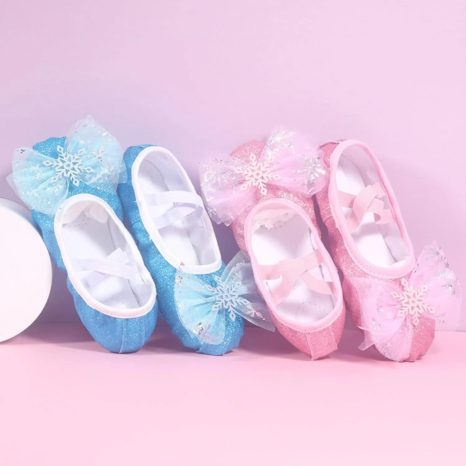 Girls Glitter Ballet Shoes Ballet Slipper with Bow Toddler Mary Jane Flat?? Shoes Ballerina Dress Shoes for Dance