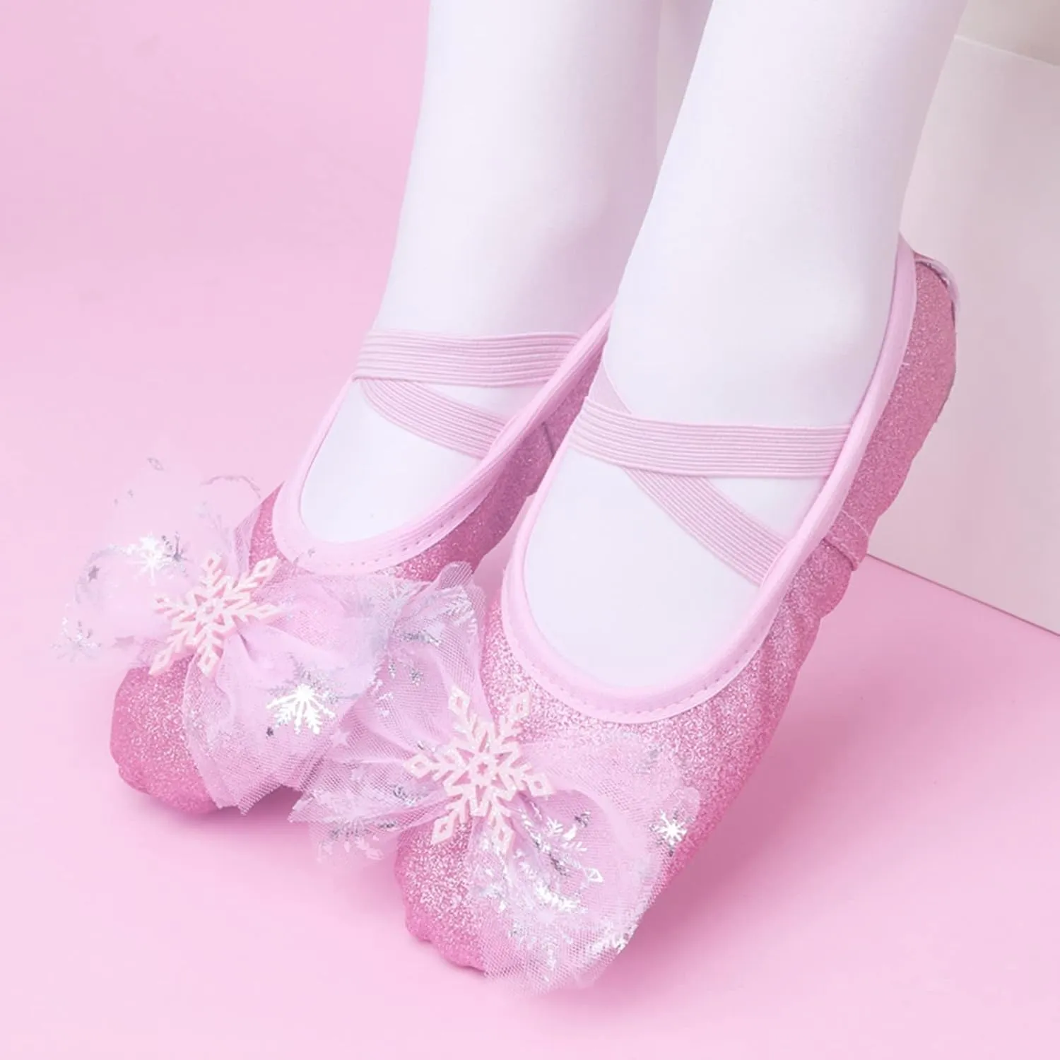 Girls Glitter Ballet Shoes Ballet Slipper with Bow Toddler Mary Jane Flat?? Shoes Ballerina Dress Shoes for Dance