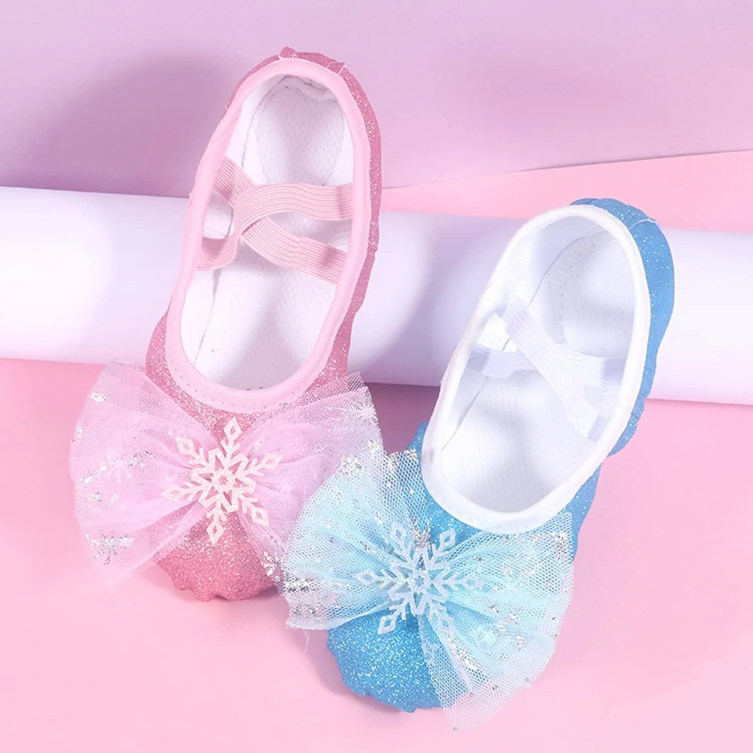 Girls Glitter Ballet Shoes Ballet Slipper with Bow Toddler Mary Jane Flat?? Shoes Ballerina Dress Shoes for Dance