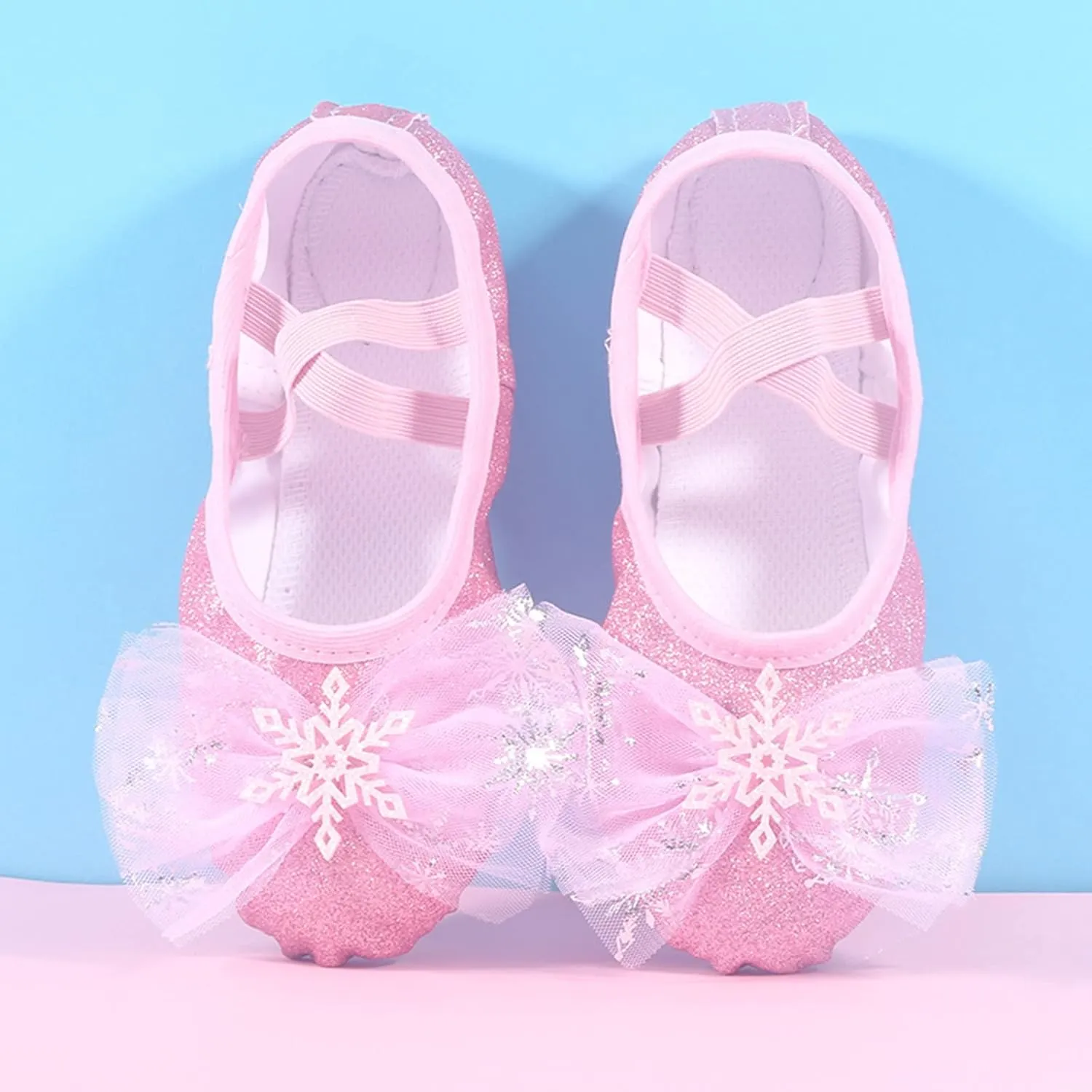 Girls Glitter Ballet Shoes Ballet Slipper with Bow Toddler Mary Jane Flat?? Shoes Ballerina Dress Shoes for Dance