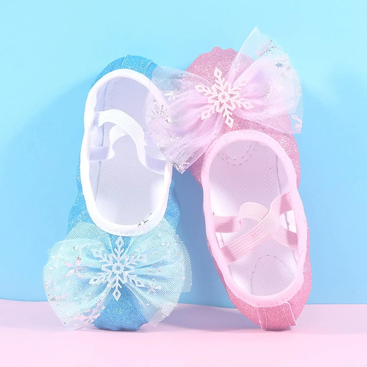 Girls Glitter Ballet Shoes Ballet Slipper with Bow Toddler Mary Jane Flat?? Shoes Ballerina Dress Shoes for Dance