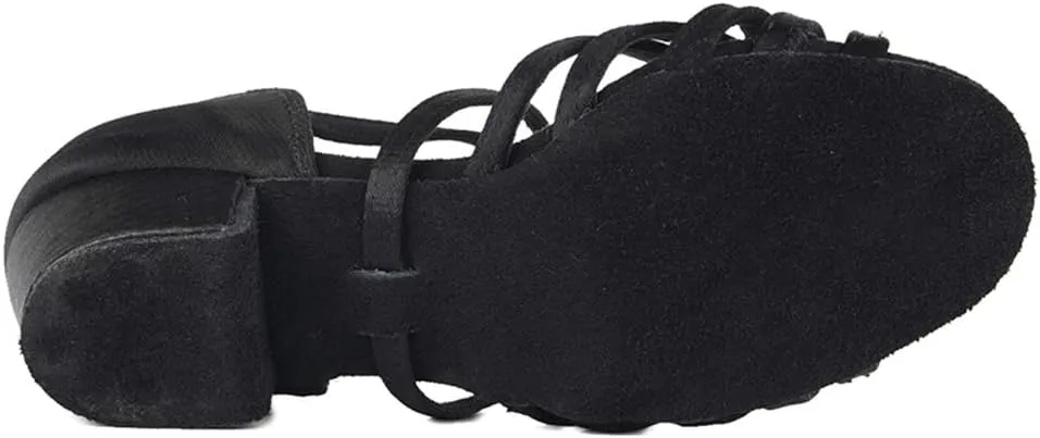 Girls Latin Dance Shoes Satin Professional Ballroom Salsa Dance Practice Performance Shoes(Little/Big Kid),Model 202