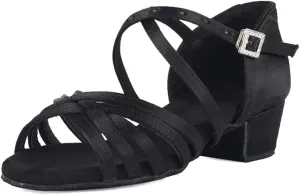 Girls Latin Dance Shoes Satin Professional Ballroom Salsa Dance Practice Performance Shoes(Little/Big Kid),Model 202