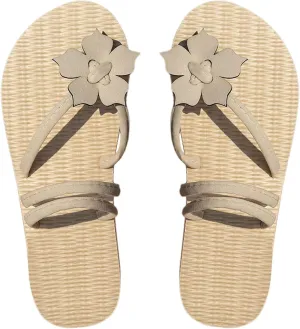 GORGLITTER Women's Flower Flip Flops Straw Summer Boho Beach Flats Thongs Slide Sandals