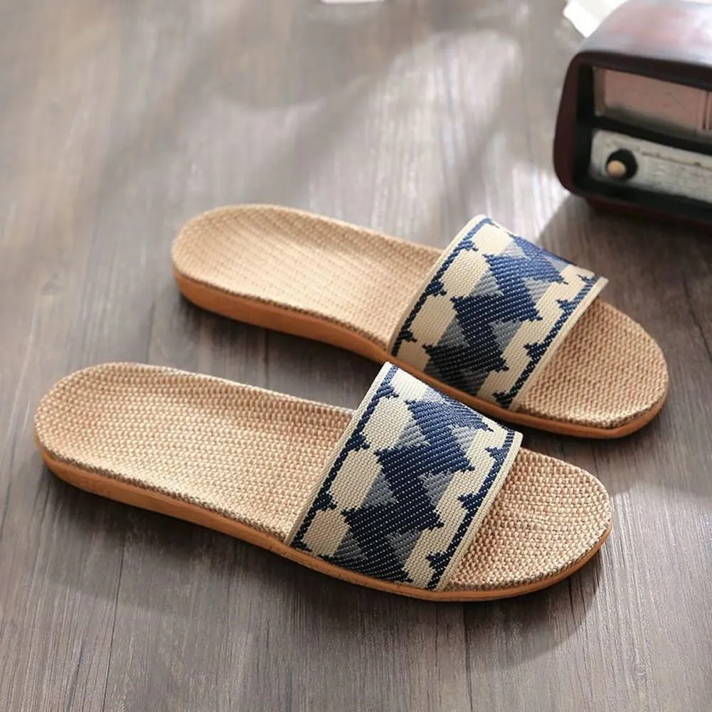 Halemet Women's Straw Beach Slippers - Non-Slip Slides - Comfortable Indoor/Outdoor Sandals
