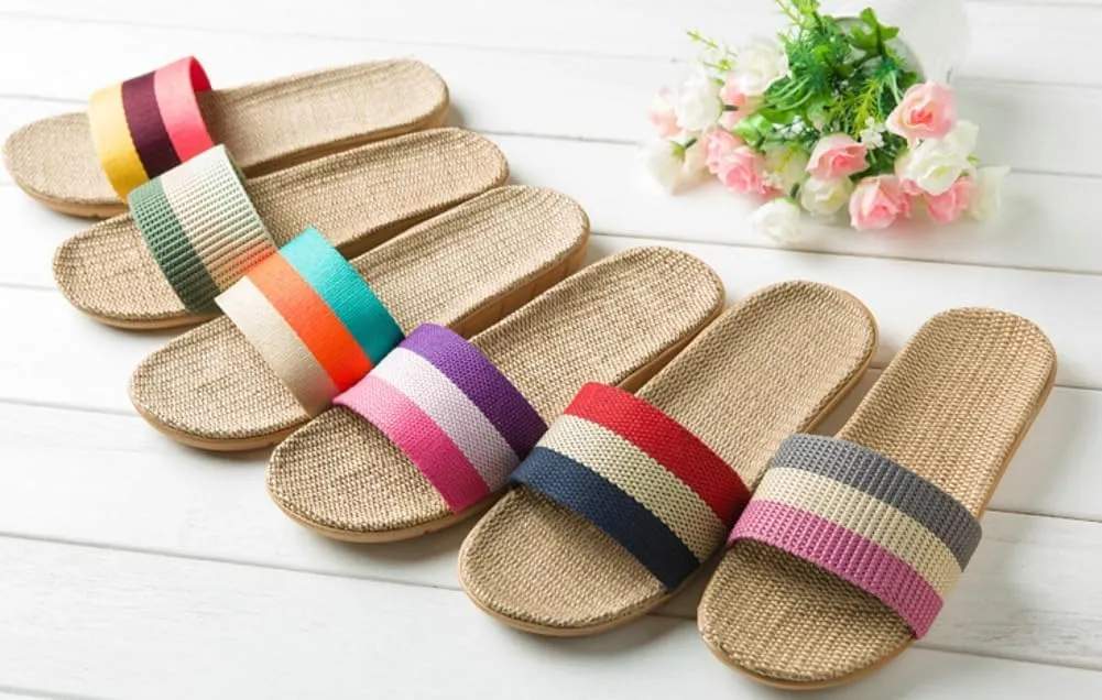 Halemet Women's Straw Beach Slippers - Non-Slip Slides - Comfortable Indoor/Outdoor Sandals