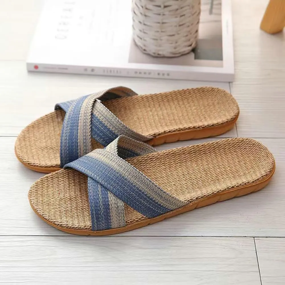 Halemet Women's Straw Beach Slippers - Non-Slip Slides - Comfortable Indoor/Outdoor Sandals