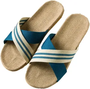Halemet Women's Straw Beach Slippers - Non-Slip Slides - Comfortable Indoor/Outdoor Sandals