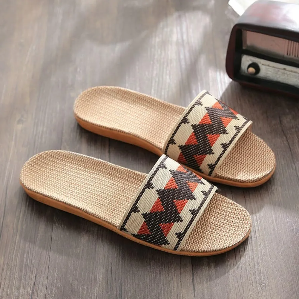 Halemet Women's Straw Beach Slippers - Non-Slip Slides - Comfortable Indoor/Outdoor Sandals