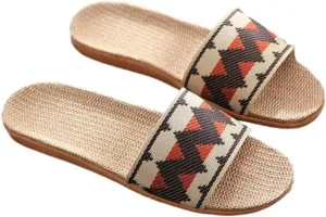 Halemet Women's Straw Beach Slippers - Non-Slip Slides - Comfortable Indoor/Outdoor Sandals
