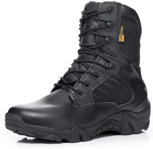 HARGLESMAN Black Military Tactical Boots for Men Lightweight Waterproof Breathable Army Jungle Safety Work Security Boots with Zipper for Outdoor Hiking Hunting Black US Size 12