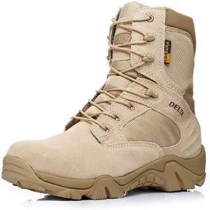 HARGLESMAN Mens Tactical Boots 8 Inches Combat Durable Military Work Army Desert Breathable Waterproof Comfortable Boots for Outdoor Hiking Hunting Climbing Sand US Size 8