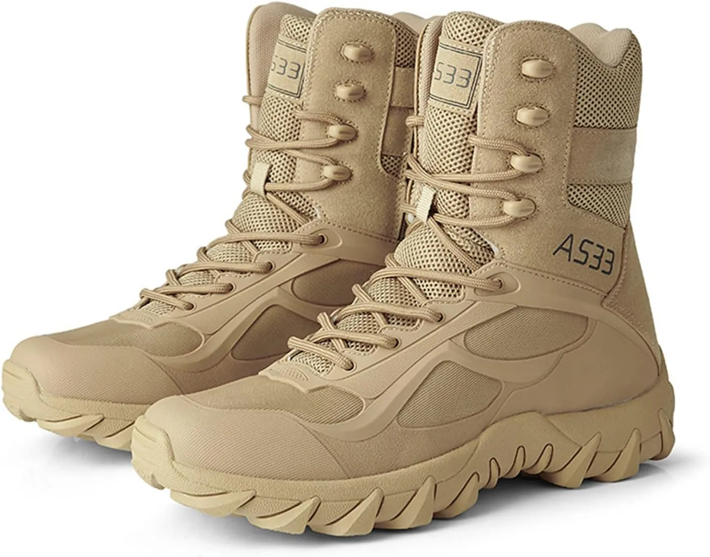 High Light Weight Tactical Boots Breathable Military Boots Outdoors Non-Slip Military Boots with Zip Outdoor Trekking Backpacking Boots Suitable for Men and Women,Sand,43