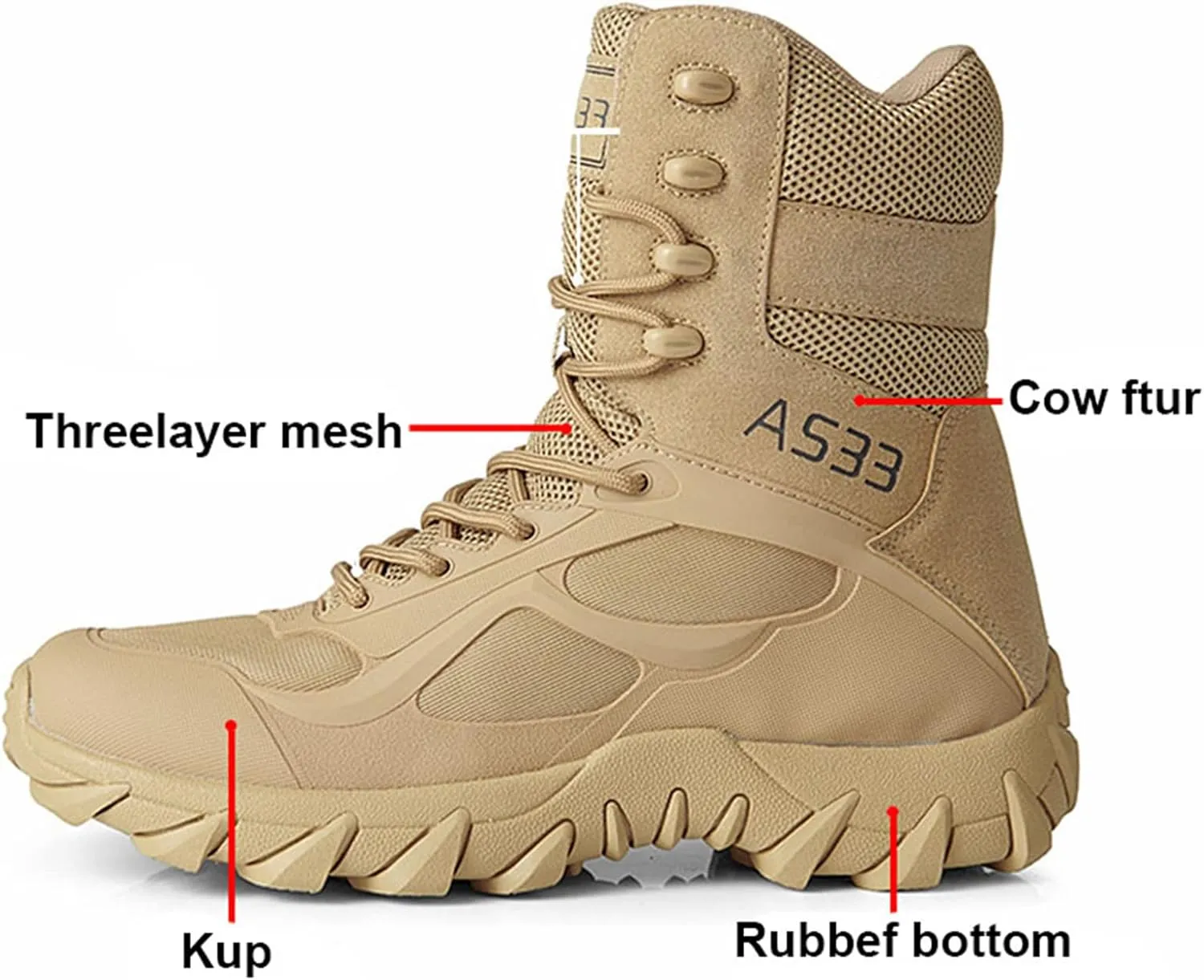 High Light Weight Tactical Boots Breathable Military Boots Outdoors Non-Slip Military Boots with Zip Outdoor Trekking Backpacking Boots Suitable for Men and Women,Sand,43