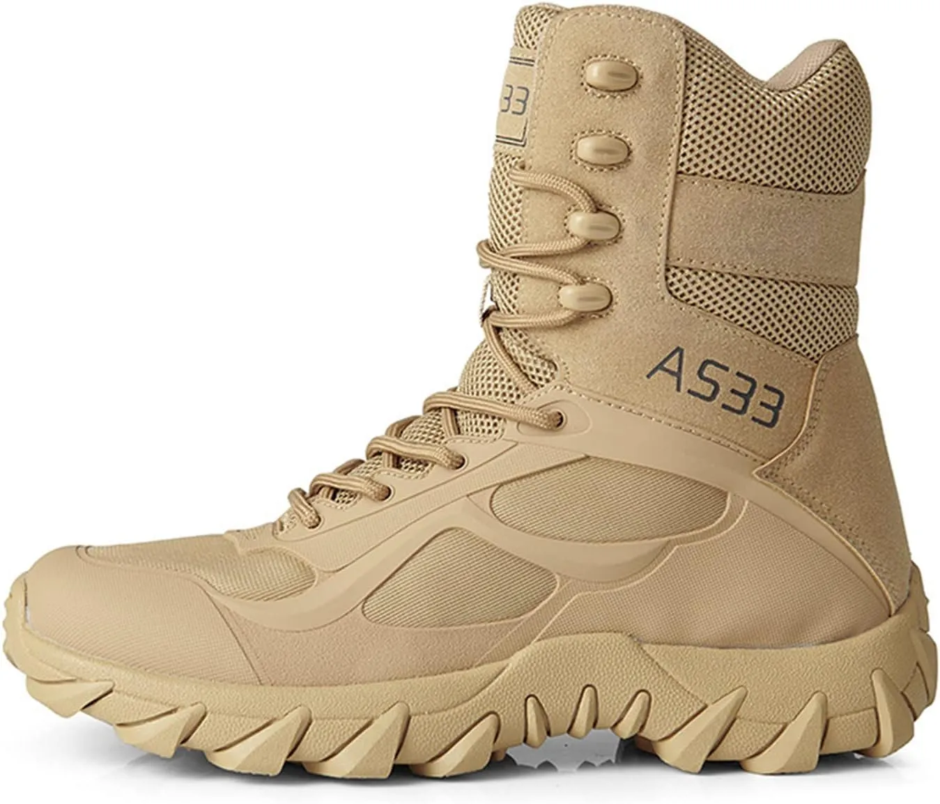 High Light Weight Tactical Boots Breathable Military Boots Outdoors Non-Slip Military Boots with Zip Outdoor Trekking Backpacking Boots Suitable for Men and Women,Sand,43