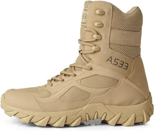 High Light Weight Tactical Boots Breathable Military Boots Outdoors Non-Slip Military Boots with Zip Outdoor Trekking Backpacking Boots Suitable for Men and Women,Sand,43