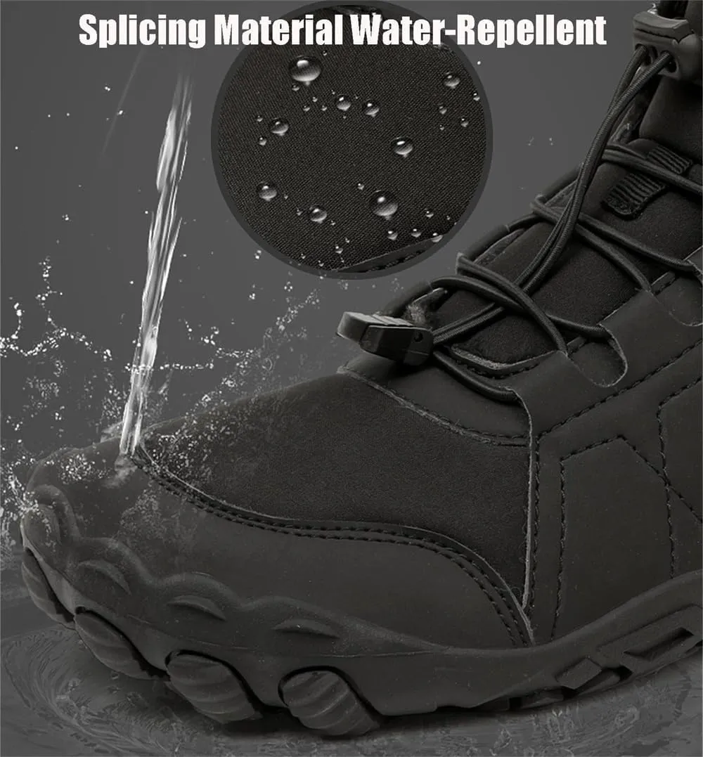 Hike Winter Footwear Barefoot Shoes, Hickened Warm Fur Lined Waterproof and Non-Slip Hiking Cotton Boots, Unisex Winter Snow Boots