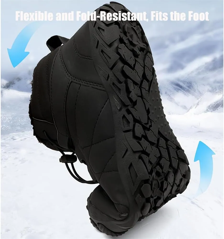 Hike Winter Footwear Barefoot Shoes, Hickened Warm Fur Lined Waterproof and Non-Slip Hiking Cotton Boots, Unisex Winter Snow Boots