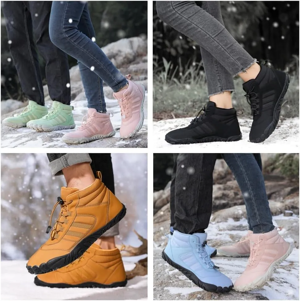 Hike Winter Footwear Barefoot Shoes, Hickened Warm Fur Lined Waterproof and Non-Slip Hiking Cotton Boots, Unisex Winter Snow Boots