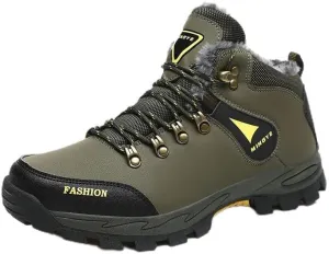 Hiking Boots Mens Winter Boots Snow Shoes Casual Lightweight Waterproof Snow Boots Anti-Slip Fur Lined Trekking Backpacking Comfortable Outdoor