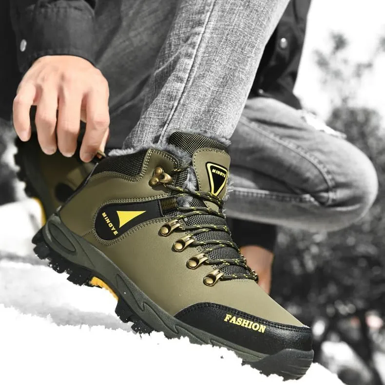 Hiking Boots Mens Winter Boots Snow Shoes Casual Lightweight Waterproof Snow Boots Anti-Slip Fur Lined Trekking Backpacking Comfortable Outdoor