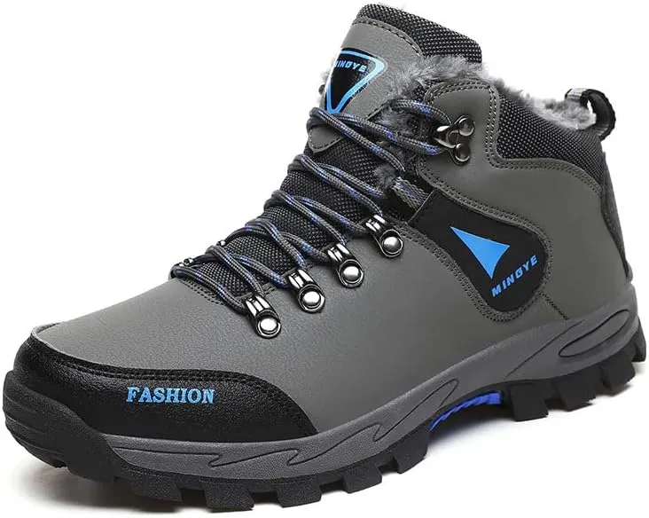 Hiking Boots Mens Winter Boots Snow Shoes Casual Lightweight Waterproof Snow Boots Anti-Slip Fur Lined Trekking Backpacking Comfortable Outdoor