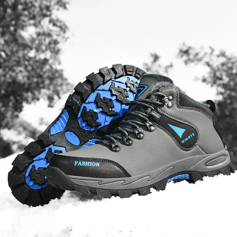 Hiking Boots Mens Winter Boots Snow Shoes Casual Lightweight Waterproof Snow Boots Anti-Slip Fur Lined Trekking Backpacking Comfortable Outdoor