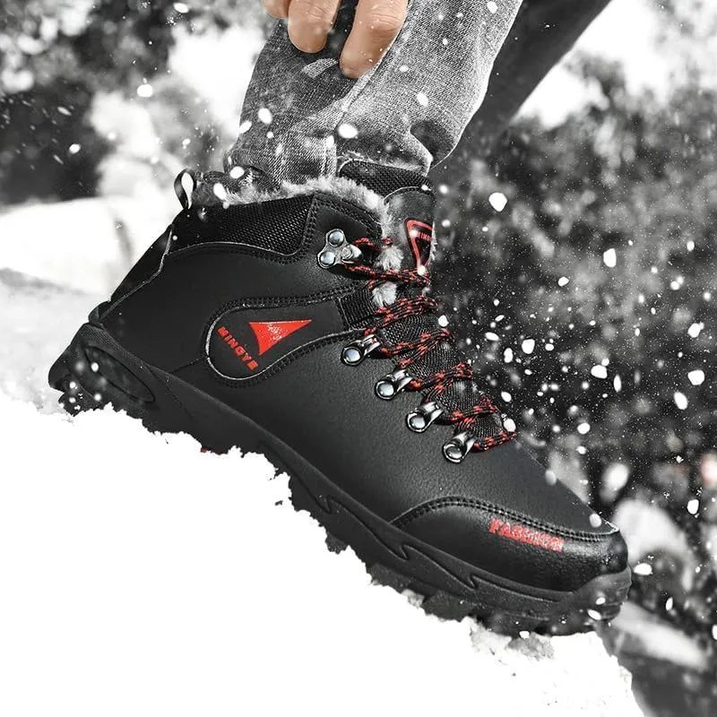 Hiking Boots Mens Winter Boots Snow Shoes Casual Lightweight Waterproof Snow Boots Anti-Slip Fur Lined Trekking Backpacking Comfortable Outdoor