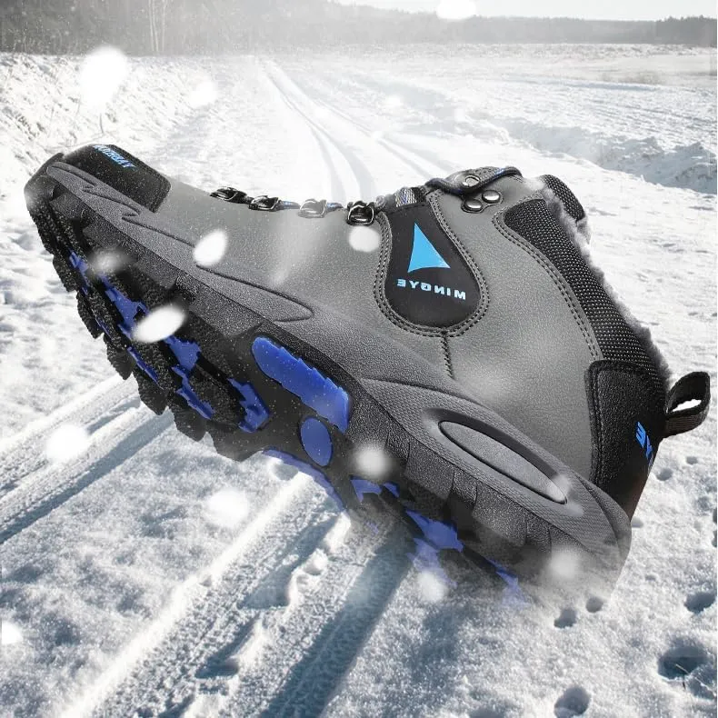Hiking Boots Mens Winter Boots Snow Shoes Casual Lightweight Waterproof Snow Boots Anti-Slip Fur Lined Trekking Backpacking Comfortable Outdoor