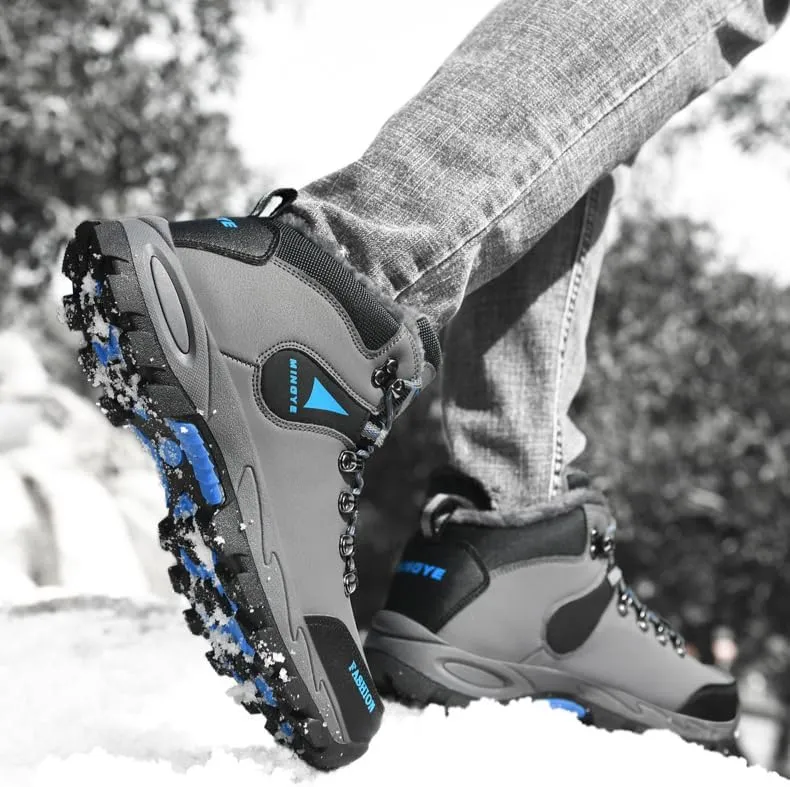 Hiking Boots Mens Winter Boots Snow Shoes Casual Lightweight Waterproof Snow Boots Anti-Slip Fur Lined Trekking Backpacking Comfortable Outdoor
