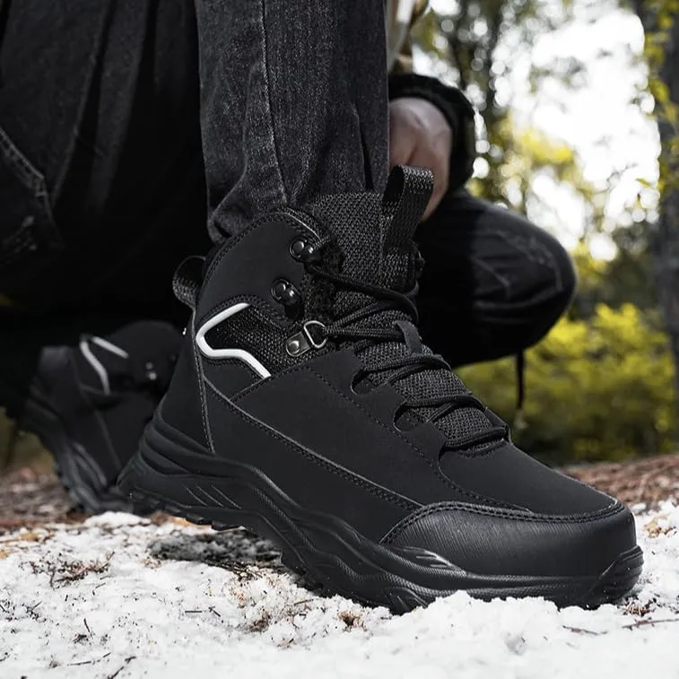 Hiking Boots Mens Winter Snow Boots Water Resistant Warm Fur Lined Anti Slip Ankle Walking Shoes Casual Ankle Sneakers Lightweight Hiking Outdoor Trekking Boot