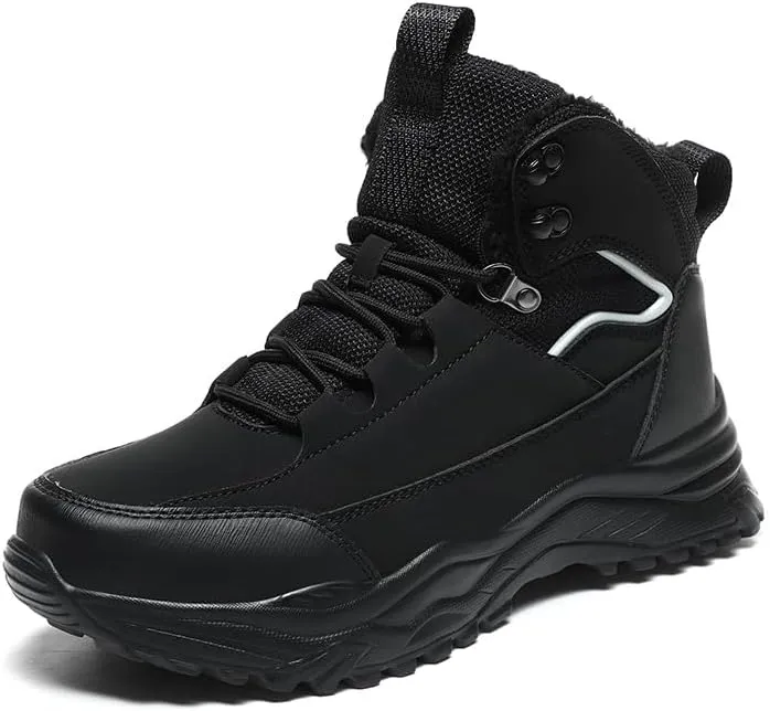 Hiking Boots Mens Winter Snow Boots Water Resistant Warm Fur Lined Anti Slip Ankle Walking Shoes Casual Ankle Sneakers Lightweight Hiking Outdoor Trekking Boot