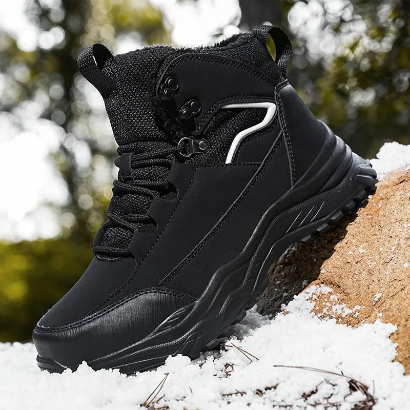 Hiking Boots Mens Winter Snow Boots Water Resistant Warm Fur Lined Anti Slip Ankle Walking Shoes Casual Ankle Sneakers Lightweight Hiking Outdoor Trekking Boot