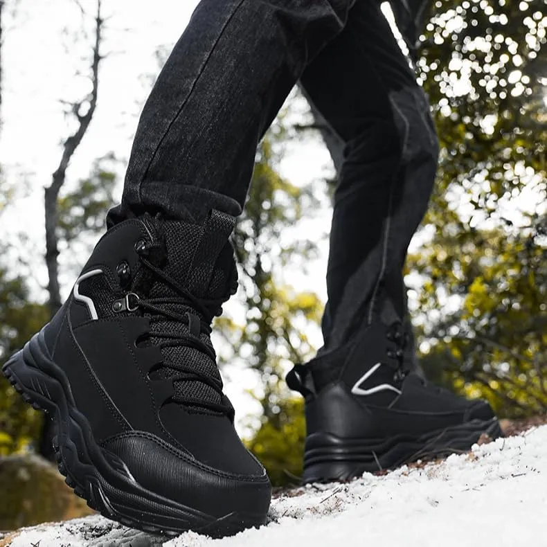 Hiking Boots Mens Winter Snow Boots Water Resistant Warm Fur Lined Anti Slip Ankle Walking Shoes Casual Ankle Sneakers Lightweight Hiking Outdoor Trekking Boot