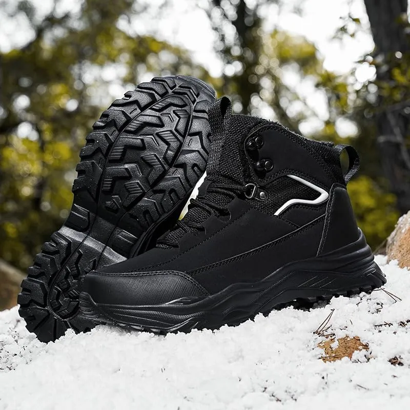 Hiking Boots Mens Winter Snow Boots Water Resistant Warm Fur Lined Anti Slip Ankle Walking Shoes Casual Ankle Sneakers Lightweight Hiking Outdoor Trekking Boot