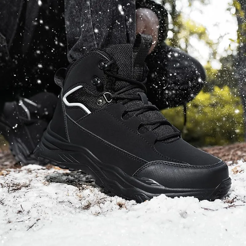 Hiking Boots Mens Winter Snow Boots Water Resistant Warm Fur Lined Anti Slip Ankle Walking Shoes Casual Ankle Sneakers Lightweight Hiking Outdoor Trekking Boot