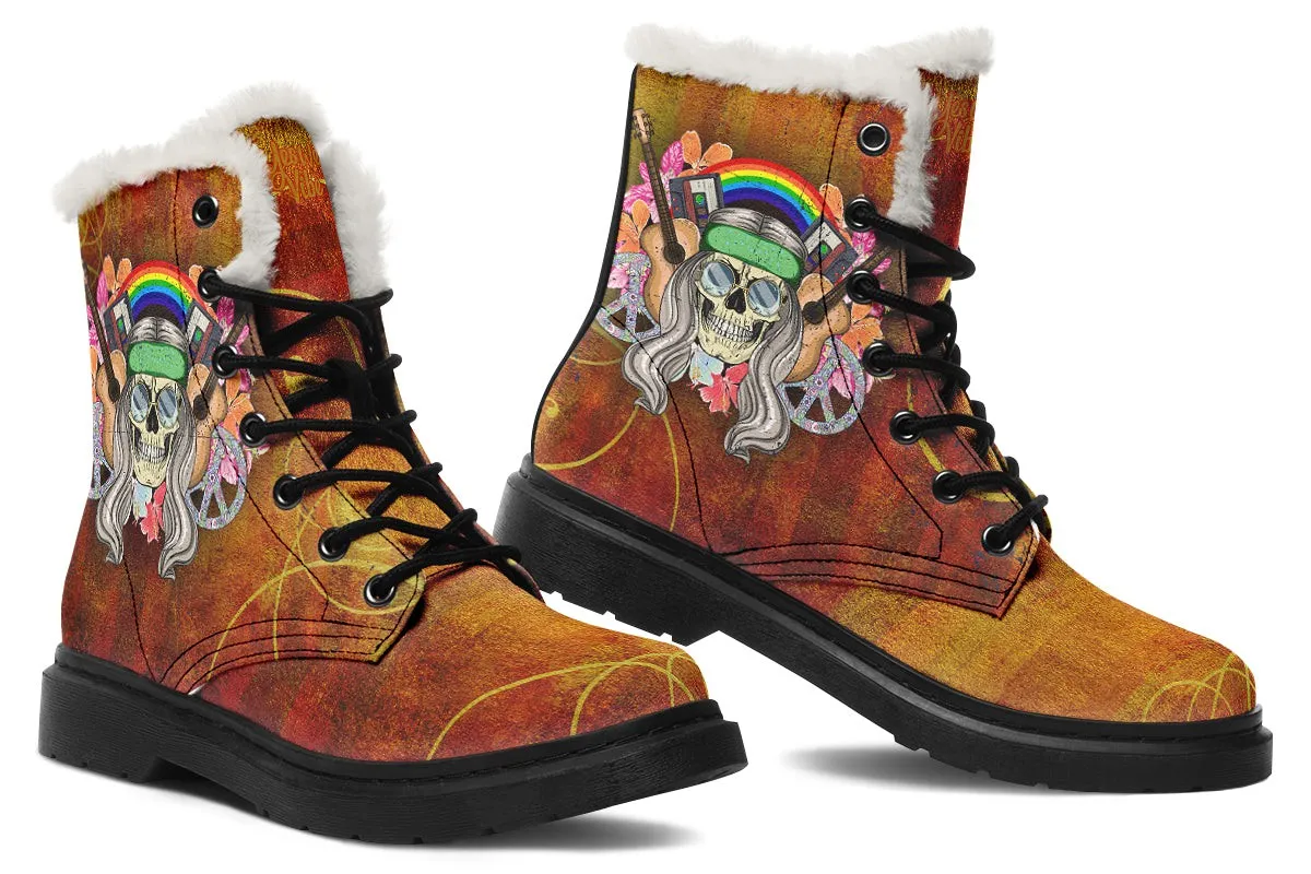 Hippie Skull Peace Guitar Gold