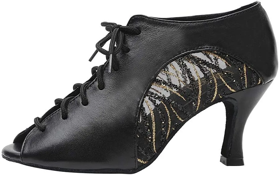 HROYL Women Latin Practice Dance Shoes Salsa Performance Wedding Party Dance Shoes,Model YCL264