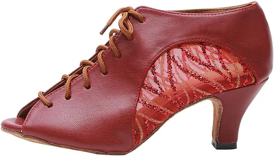 HROYL Women Latin Practice Dance Shoes Salsa Performance Wedding Party Dance Shoes,Model YCL264