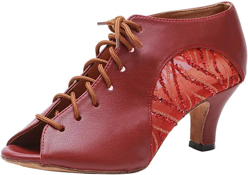 HROYL Women Latin Practice Dance Shoes Salsa Performance Wedding Party Dance Shoes,Model YCL264
