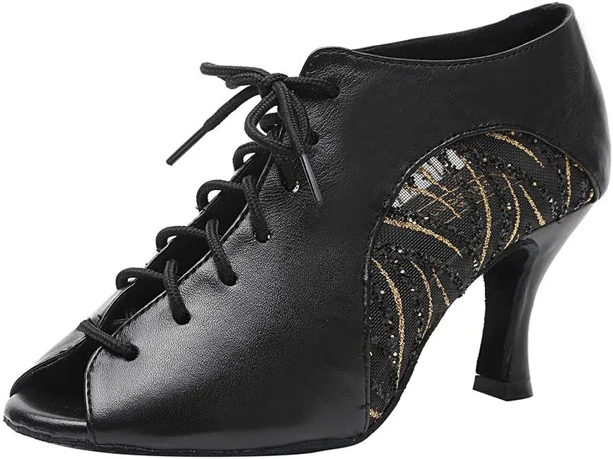 HROYL Women Latin Practice Dance Shoes Salsa Performance Wedding Party Dance Shoes,Model YCL264