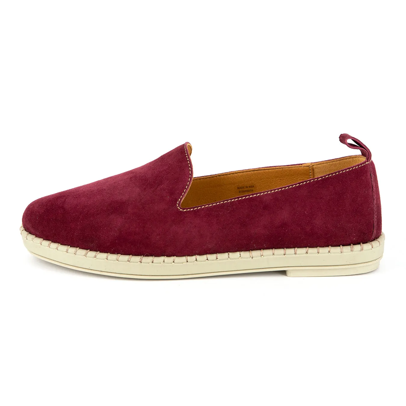 Induduzo : Ladies Leather Shoe in Burgundy Velour
