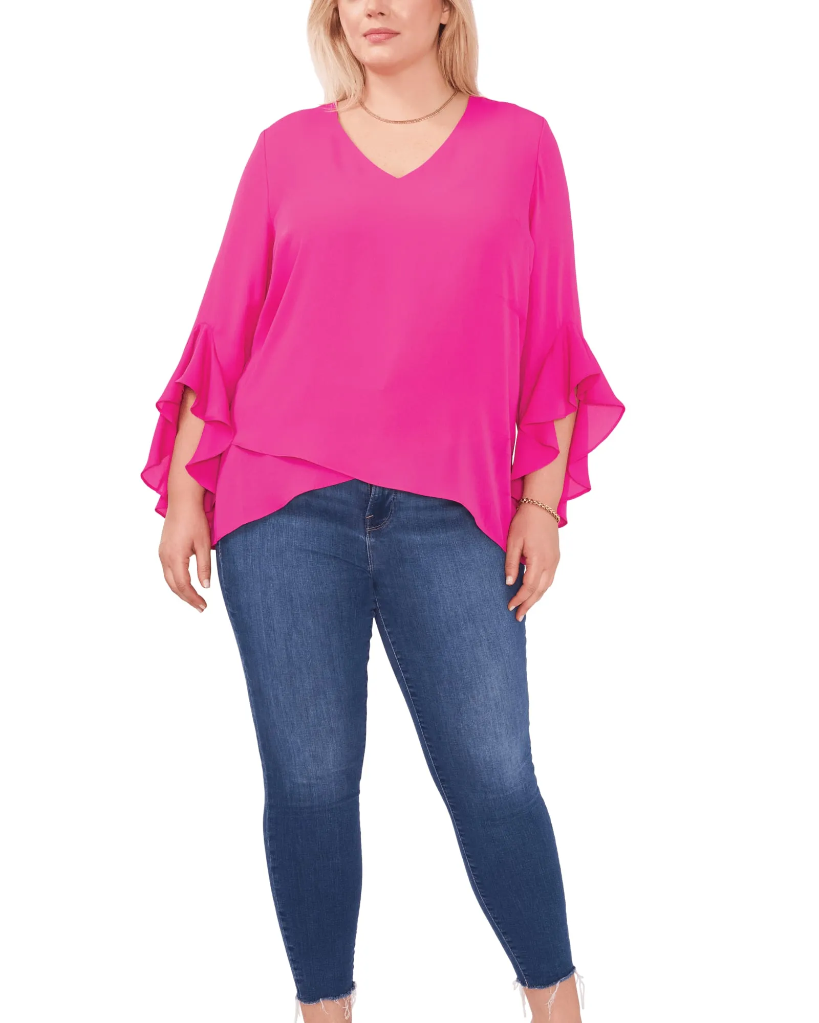 Jayda Flutter Sleeve Romance Top | 836-FRCLY FUCHSIA