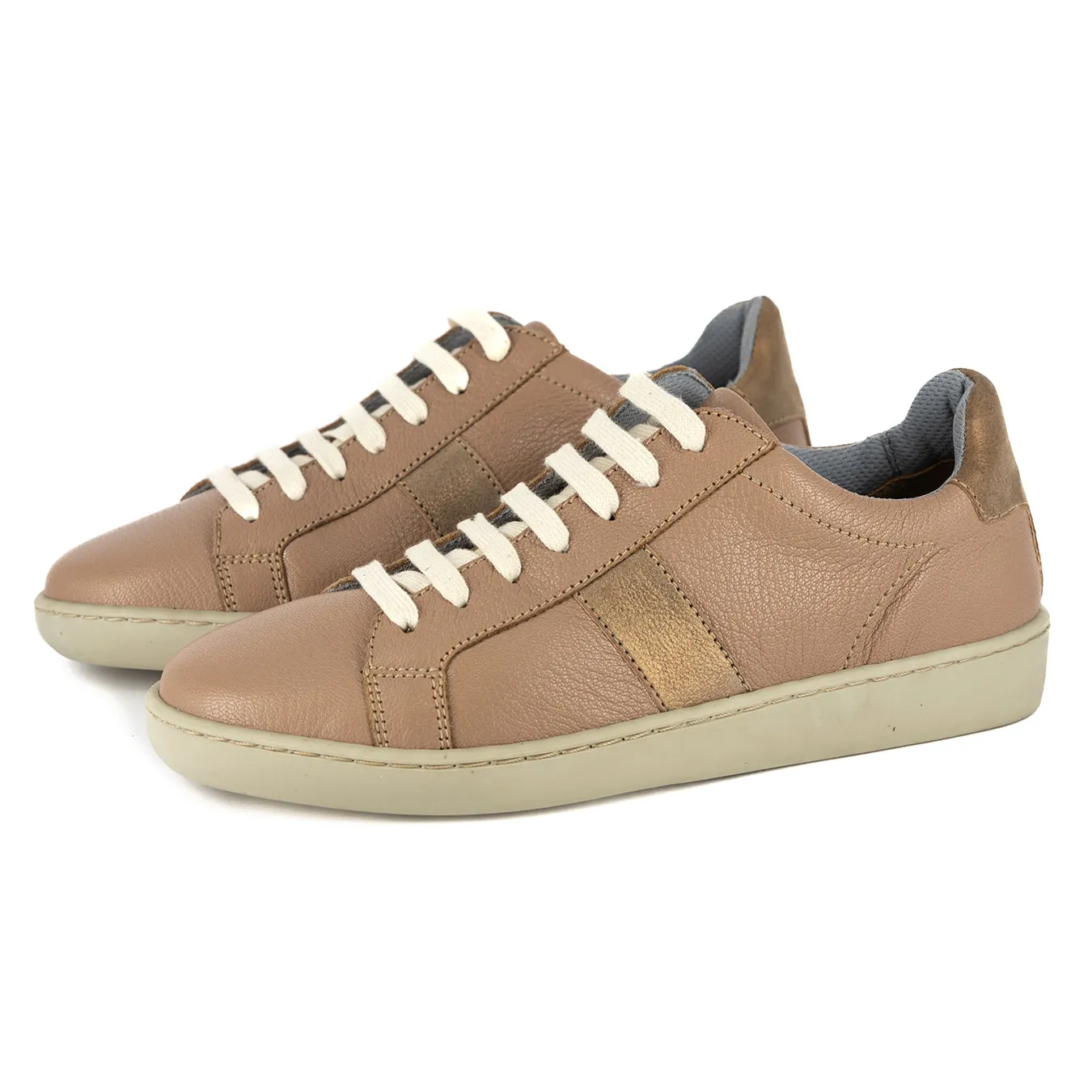 Jelani : Ladies Leather Sneaker in Timber Cayak & Beige Spirit