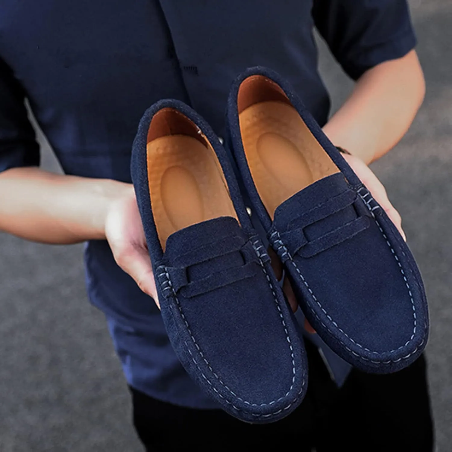 Julymens Men's Suede Leather Penny Loafers Slip-on Casual Driving Shoes