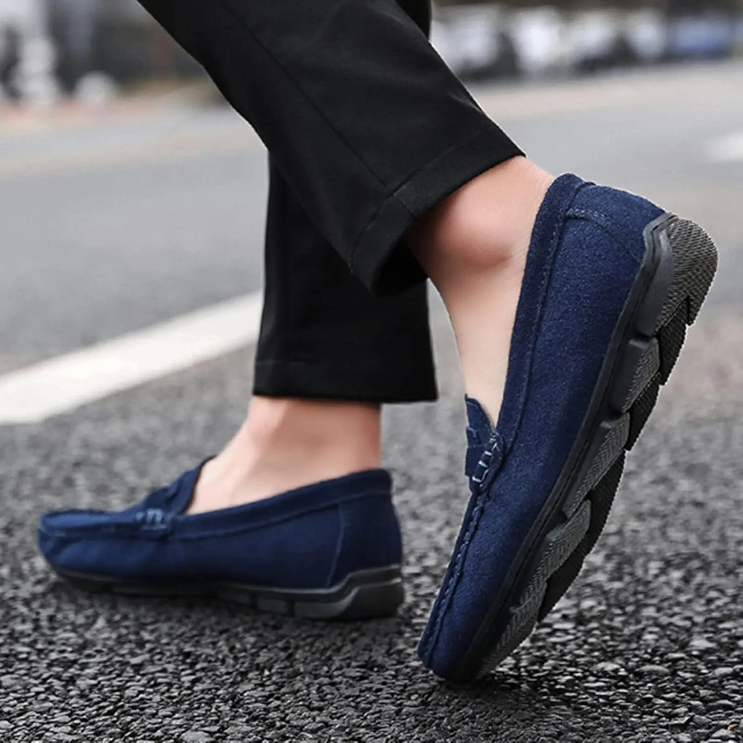 Julymens Men's Suede Leather Penny Loafers Slip-on Casual Driving Shoes