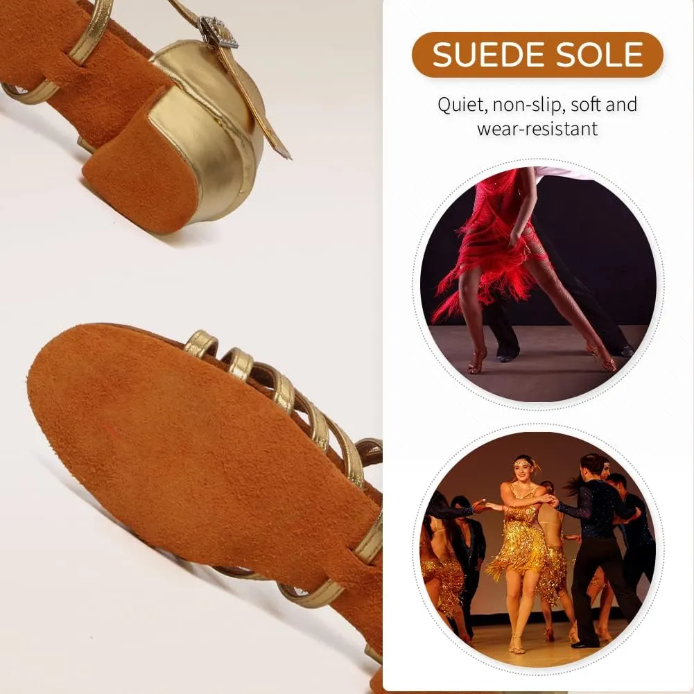 JUODVMP Girls Latin Dance Shoes Satin Ballroom Tango Salsa Practice Party Ballroom Dance Shoes,Model US-SS-ZS
